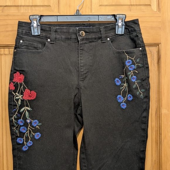 Charter Club Black Jeans Lexington Straight Sz 6 Slimming Bohemian Y2K Bohemian - Picture 2 of 11